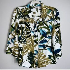 Chicos 100% Linen Tropical Jacket